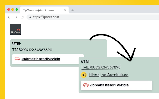 Autokuk.cz Vyhledání VIN na jeden klik  from Chrome web store to be run with OffiDocs Chromium online