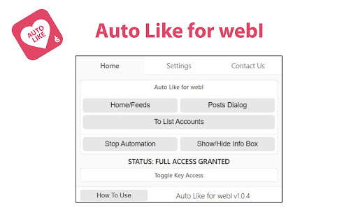 Auto Like for webI  from Chrome web store to be run with OffiDocs Chromium online