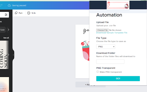 Automate Canva  from Chrome web store to be run with OffiDocs Chromium online