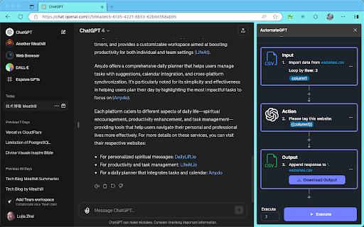 AutomateGPT  from Chrome web store to be run with OffiDocs Chromium online