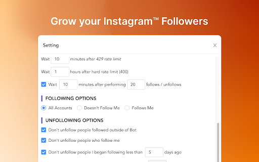 Automation Bot for Instagram  from Chrome web store to be run with OffiDocs Chromium online