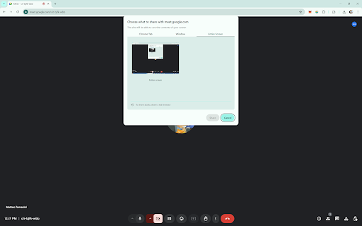 Auto Meet Screen Share  from Chrome web store to be run with OffiDocs Chromium online