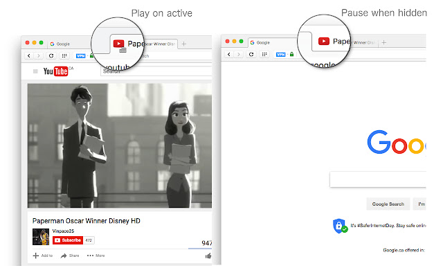 Auto Pause and Resume for YouTube™  from Chrome web store to be run with OffiDocs Chromium online