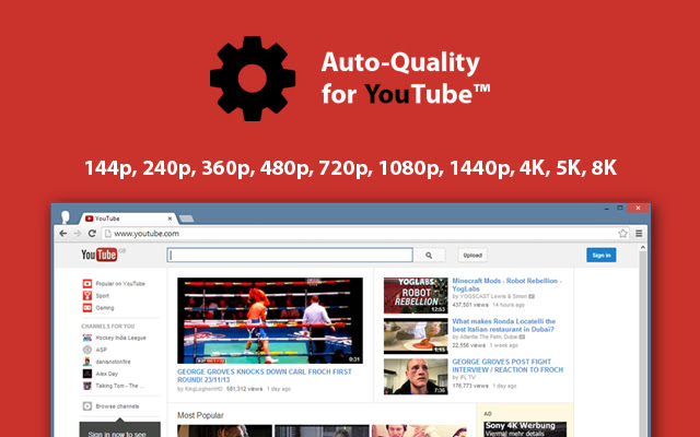 Auto Quality for YouTube™  from Chrome web store to be run with OffiDocs Chromium online