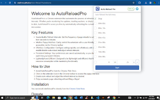 AutoReloadPro  from Chrome web store to be run with OffiDocs Chromium online