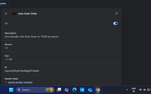Auto Rush Order  from Chrome web store to be run with OffiDocs Chromium online
