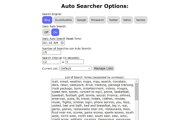 Auto Searcher  from Chrome web store to be run with OffiDocs Chromium online