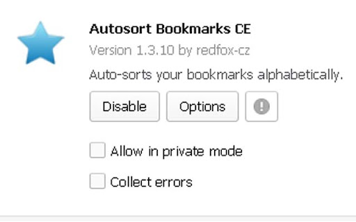 Autosort Bookmarks CE  from Chrome web store to be run with OffiDocs Chromium online