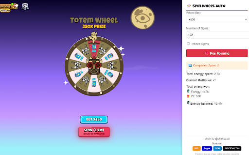 Auto Spin Boinkers Wheel  from Chrome web store to be run with OffiDocs Chromium online