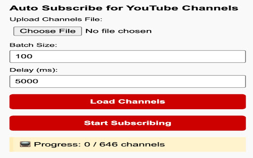 Auto Subscribe for YouTube Channels  from Chrome web store to be run with OffiDocs Chromium online