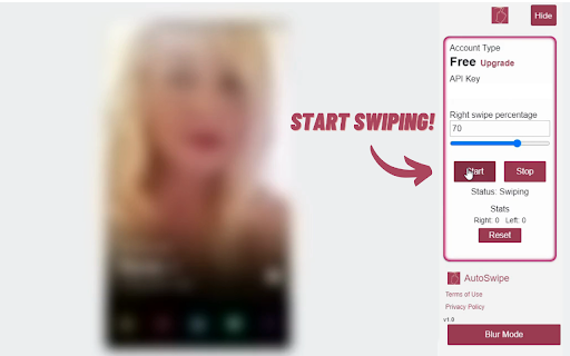 Auto Swipe On Tinder  Badoo: Try For Free!  from Chrome web store to be run with OffiDocs Chromium online