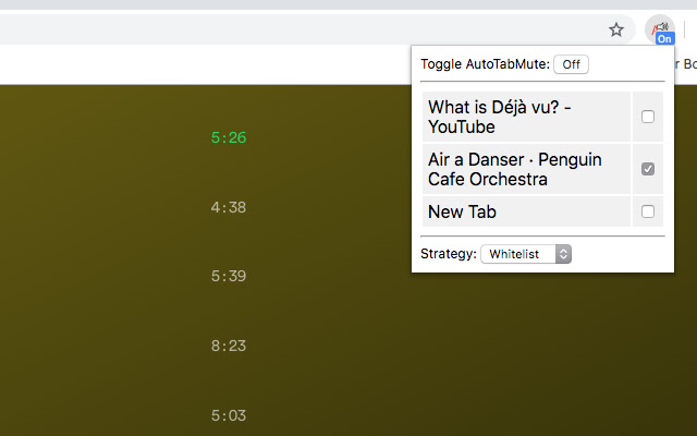 Auto Tab Mute  from Chrome web store to be run with OffiDocs Chromium online