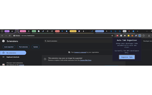 Auto Tab Organizer for Developers  from Chrome web store to be run with OffiDocs Chromium online