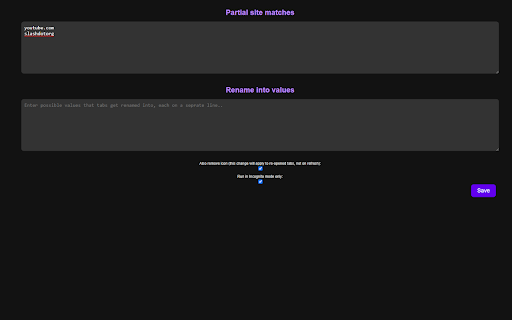 Auto Tab Renamer  from Chrome web store to be run with OffiDocs Chromium online