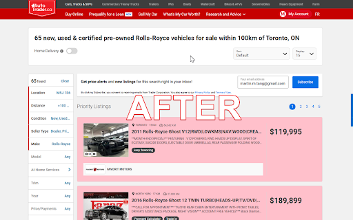 AutoTrader.CA Hide Sponsored Listings  from Chrome web store to be run with OffiDocs Chromium online