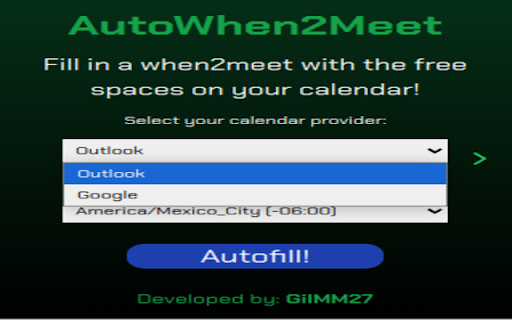 autowhen2meet  from Chrome web store to be run with OffiDocs Chromium online