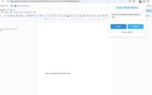 Auto Write  from Chrome web store to be run with OffiDocs Chromium online