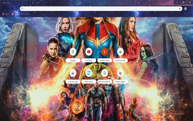 Avengers Endgame Theme  from Chrome web store to be run with OffiDocs Chromium online
