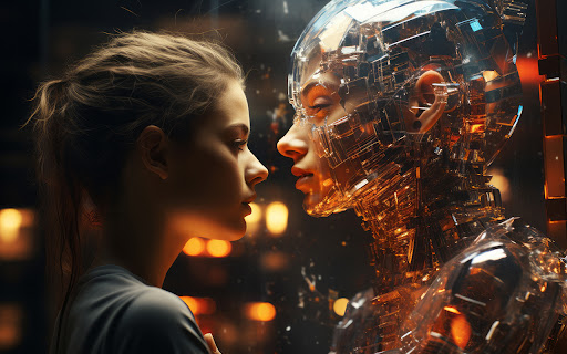 A vivid illustration of twin avatars  from Chrome web store to be run with OffiDocs Chromium online