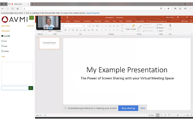 AVMI Screensharing Extension  from Chrome web store to be run with OffiDocs Chromium online