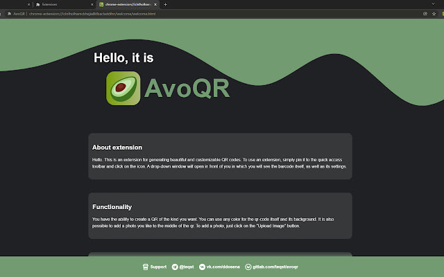 AvoQR ຈາກຮ້ານເວັບ Chrome ທີ່ຈະດໍາເນີນການກັບ OffiDocs Chromium ອອນໄລນ໌