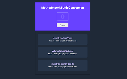 awcoetzer Metric  Imperial Unit Conversion  from Chrome web store to be run with OffiDocs Chromium online