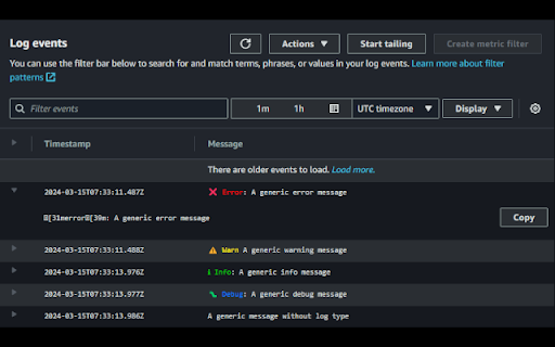 AWS CloudWatch Colorizer  from Chrome web store to be run with OffiDocs Chromium online