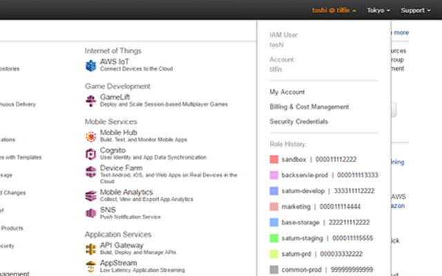 AWS Extend Switch Roles v1  from Chrome web store to be run with OffiDocs Chromium online