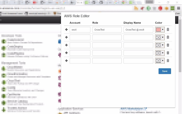 AWS Role Editor  from Chrome web store to be run with OffiDocs Chromium online