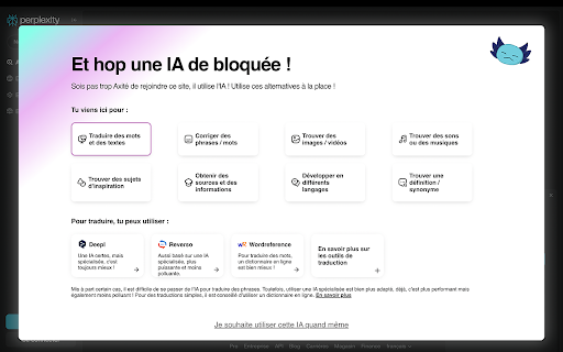 Axi Bloqueur doutil IA  from Chrome web store to be run with OffiDocs Chromium online