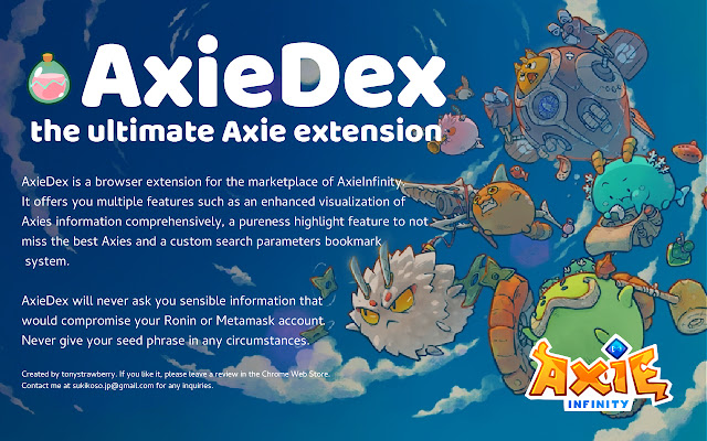 AxieDex The Ultimate Axie Extension  from Chrome web store to be run with OffiDocs Chromium online