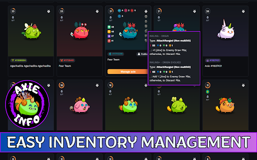 Axie Info Extension  from Chrome web store to be run with OffiDocs Chromium online