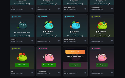 Axie Price Extension  from Chrome web store to be run with OffiDocs Chromium online