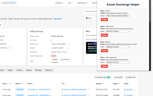 Axiom Trade Exchange Helper  from Chrome web store to be run with OffiDocs Chromium online