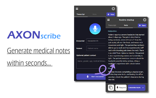 AXONscribe  from Chrome web store to be run with OffiDocs Chromium online