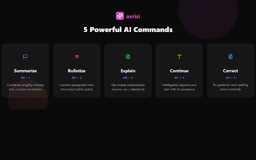 Axrisi AI Summarizer  Text Tool for Smarter Web Reading  from Chrome web store to be run with OffiDocs Chromium online