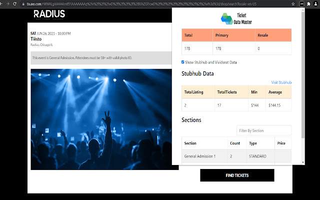 Axs Ticket Counter  from Chrome web store to be run with OffiDocs Chromium online