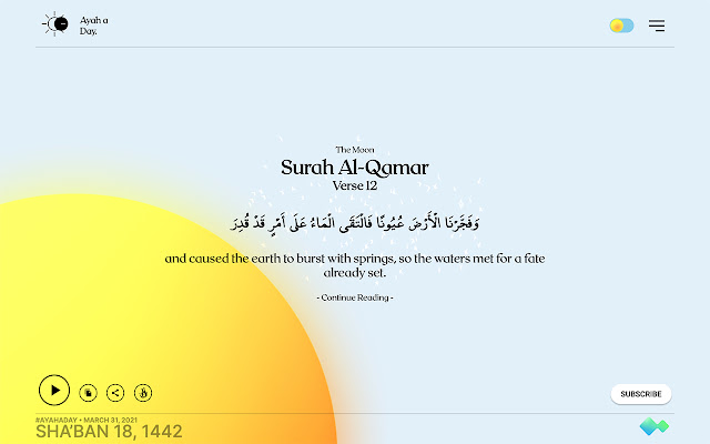 Ayah a Day  from Chrome web store to be run with OffiDocs Chromium online