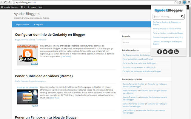 Ayudar Bloggers  from Chrome web store to be run with OffiDocs Chromium online