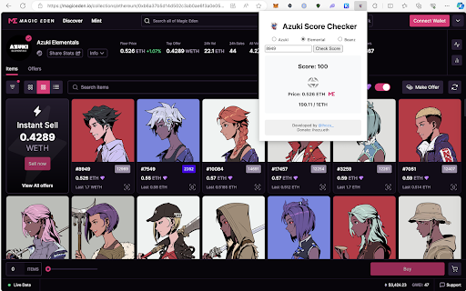 Azuki Score Checker  from Chrome web store to be run with OffiDocs Chromium online