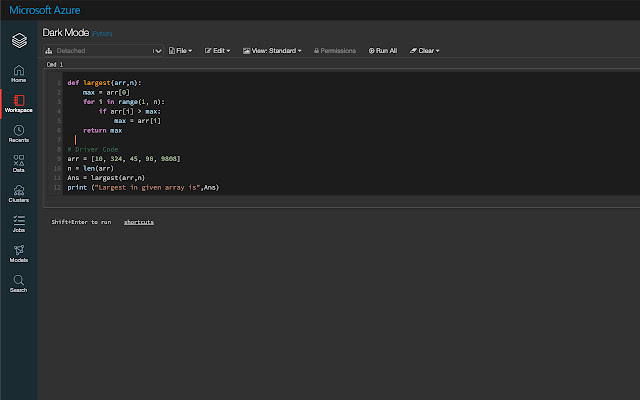 Azure Databricks Dark Mode  from Chrome web store to be run with OffiDocs Chromium online