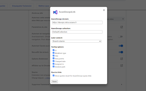 AzureDevopsLink  from Chrome web store to be run with OffiDocs Chromium online