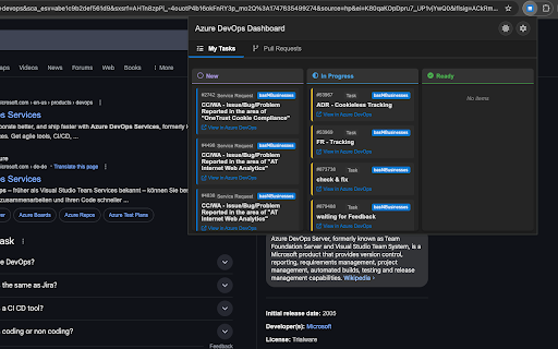 Azure DevOps Tasks Extension  from Chrome web store to be run with OffiDocs Chromium online