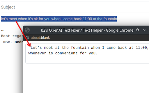 b2s OpenAI Text Fixer / Text Helper  from Chrome web store to be run with OffiDocs Chromium online
