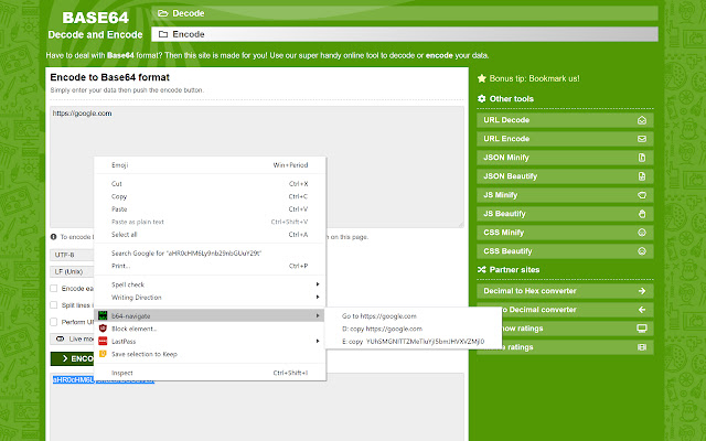 b64 navigate  from Chrome web store to be run with OffiDocs Chromium online