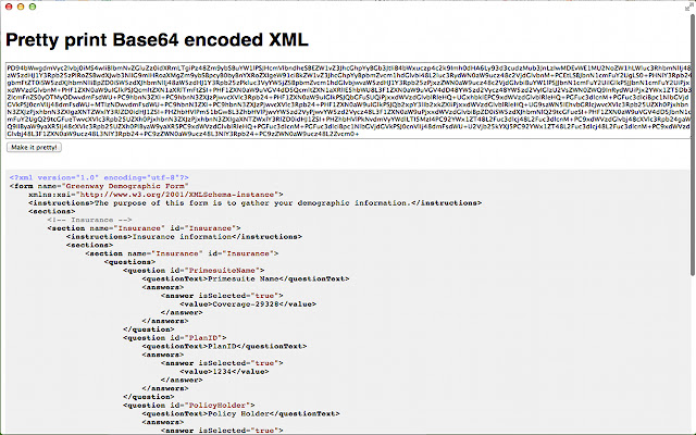B64XML Pretty  from Chrome web store to be run with OffiDocs Chromium online