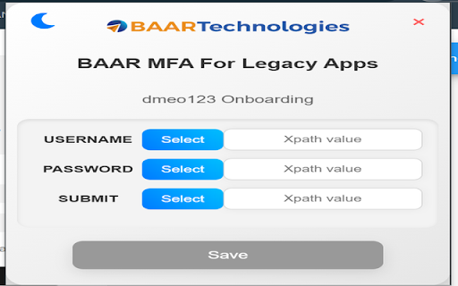 BAAR MFA For Legacy Apps  from Chrome web store to be run with OffiDocs Chromium online