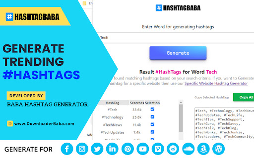 Baba Hashtag Generator  from Chrome web store to be run with OffiDocs Chromium online