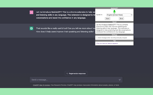 BabbleGPT  from Chrome web store to be run with OffiDocs Chromium online