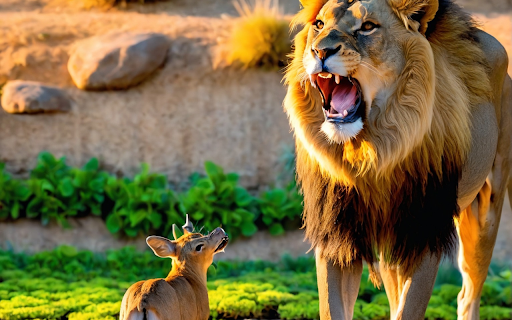 Baby deer and lion  from Chrome web store to be run with OffiDocs Chromium online
